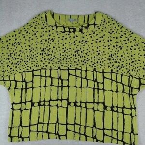 Habitat Dolman Short Sleeve Artsy Lime Green/Yellow Top